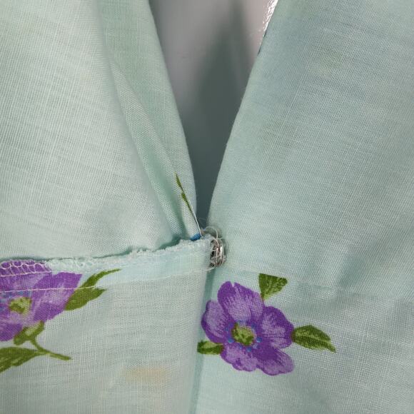 Vintage Its A Charm Long Robe Size Large Pastel Blue Floral Print - Picture 6 of 13